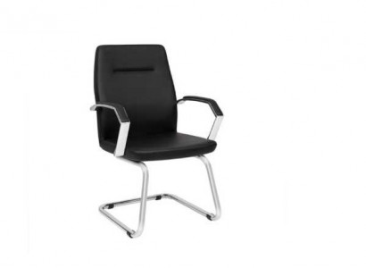 Schwarzer Praxis Stuhl Kanzlei Bürostuhl Leder Einsitzer Konferenzstuhl Sessel