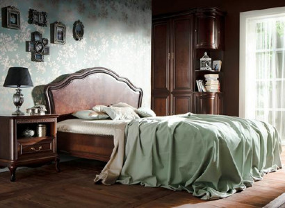 Klassisches Bett Ehebett Doppelbett Lederbett Chippendale Schlafzimmer Verona V