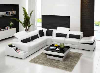 Ledersofa Couch Wohnlandschaft Ecksofa Eck Garnitur Sofa Modern Design