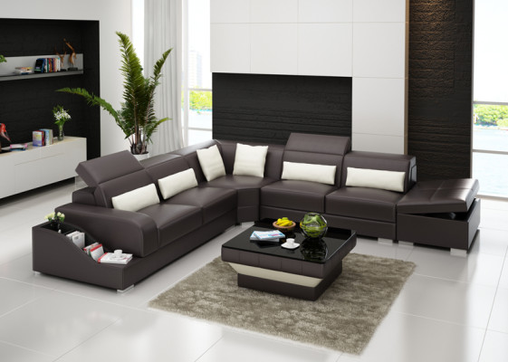 Ledersofa Couch Wohnlandschaft Ecksofa Eck Garnitur Sofa Modern Design