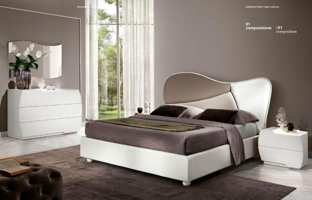 Schlafzimmer Bett Nachttisch Kommode Spiegel Garnitur Weiß Modern Luxus Set 5tlg