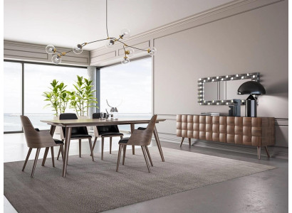 Komplett Set 7tlg Esszimmer Esstisch Neu 4x Stühle Luxus Sideboard mit Spiegel