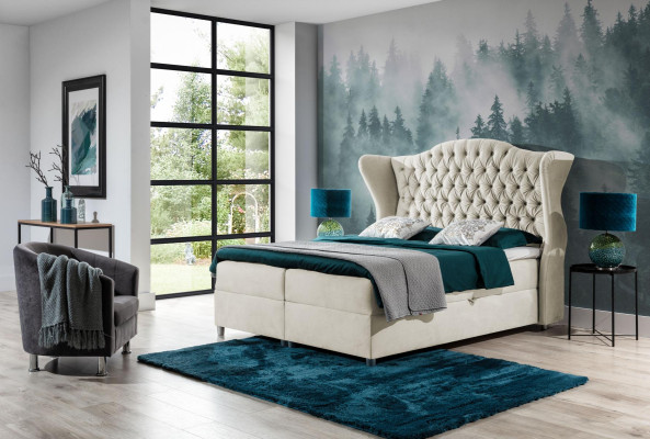 Chesterfield Boxspring Betten Hotel Bett Schlafzimmer Samt Velvet Luxus Möbel