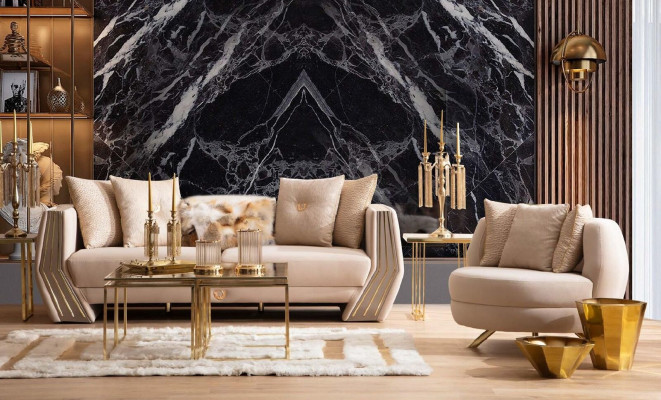 Sessel Luxus Polster Möbel Wohnzimmer Einsitzer Sessel Textil Lounge Restaurant