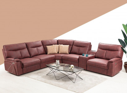 Ecksofa L-Form Design Wohnzimmer Luxus Sitzmöbel Modern Rot Polstermöbel