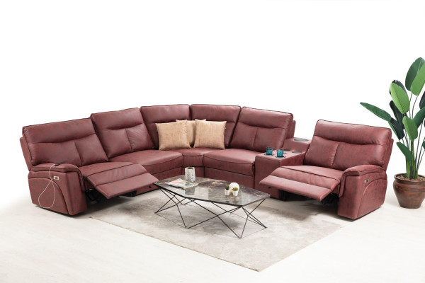Ecksofa L-Form Design Wohnzimmer Luxus Sitzmöbel Modern Rot Polstermöbel