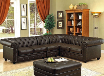 Chesterfield Ecksofa Sofa Couch Ledersofa Polster Eck Couch Garnitur Design #336