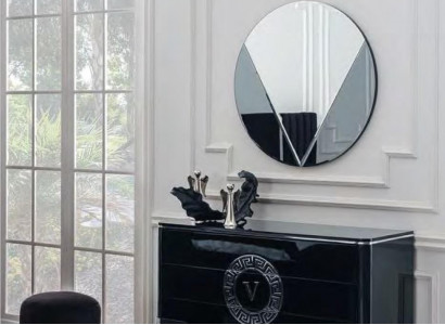 Schwarze Luxus Kommode Sideboard Edelstahlfüße Schlafzimmer Möbel Neu