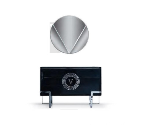 Schwarze Luxus Kommode Sideboard Edelstahlfüße Schlafzimmer Möbel Neu