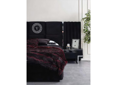 Schwarzer Nachttisch Schlafzimmer Möbel Luxus Designer Ablagetisch 2tlg.