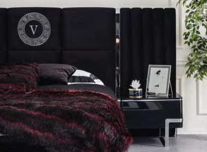 Schwarzer Nachttisch Schlafzimmer Möbel Luxus Designer Ablagetisch 2tlg.