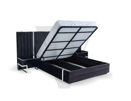 Schwarzer Nachttisch Schlafzimmer Möbel Luxus Designer Ablagetisch 2tlg.