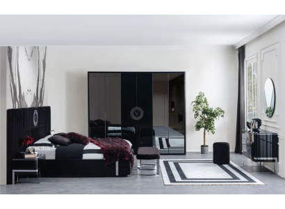 Mit Mauszeiger heranzoomen Sie haben so einen Artikel? Gebührenfrei verkaufen Schwarzer Kleiderschrank Luxus Glastüren Viertürig Schlafzimmer Möbel Schrank