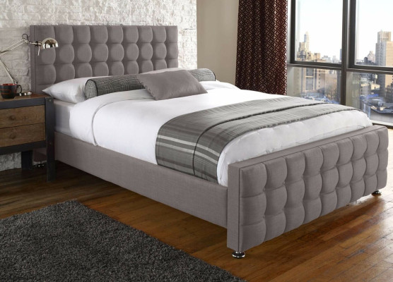 Englisches Graues Chesterfield Doppelbett Designer Schlafzimmer Betten