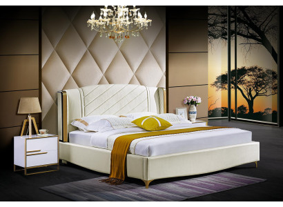 Designer Polster Doppelbett Betten Bett Schlafzimmer Ehebett Textil Leder Neu