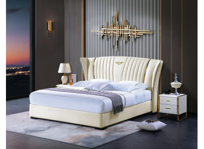 Holzbett Bett Doppelbett Echtholz Schlafzimmer Hotel Betten 180x200cm Lederbett