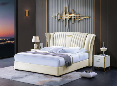 Holzbett Bett Doppelbett Echtholz Schlafzimmer Hotel Betten 180x200cm Lederbett