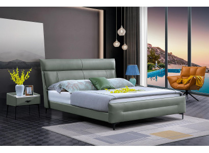 Komplettes Bett Grünes Lederbett Betten Luxus Design Schlafzimmer Möbel 180x200