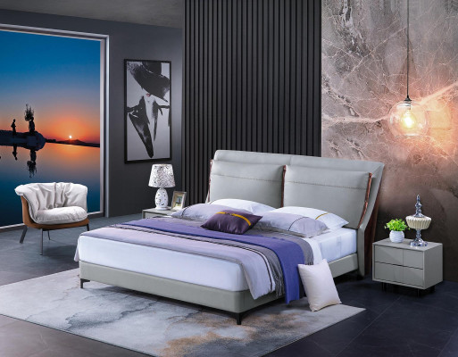 Holzbett Bett Doppelbett Luxus Möbel Schlafzimmer Hotel 180x200cm Betten Leder