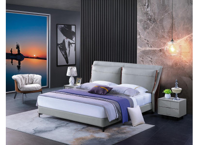 Holzbett Bett Doppelbett Luxus Möbel Schlafzimmer Hotel 180x200cm Betten Leder