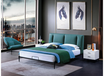 Grünes Design Bett Doppel Luxus Ehe Modernes Hotel Gestell Schlaf