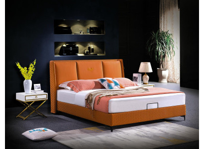 Bett Polster Orange Luxus Doppel Hotel Betten Leder Schlafzimmer 180x200