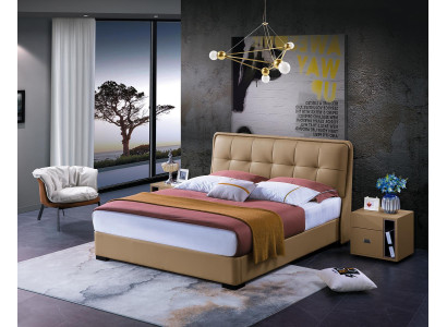 Klassisches Schlafzimmer Bett Weiß Textil Betten Leder Polster Doppel 180x200cm