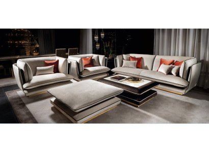 Sofagarnitur 311 Sitzer Hocker Set Möbel Sofa Polster Gruppe Couch arredoclassic