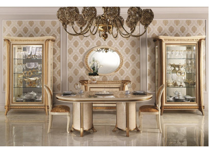 Esstisch Tisch Möbel kommode Vitrine Set 5tlg. Gruppe Design Esszimmer Garnitur