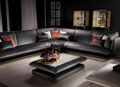 Sofa Couch Luxus Ecksofa Möbel Wohnzimmer Polster Design Textil arredoclassic