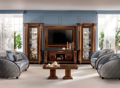 Wandschrank Wohnwand RTV Designer Möbel Wohnzimmer Vitrine Vitrinen