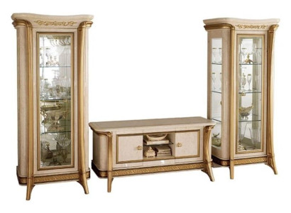 Wohnzimmer Sideboard 2x Vitrine 3tlg. Wohnwand Möbel arredoclassic Set Design