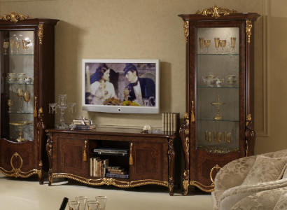 Klassisch Wohnwand Vitrine Kommode Schrank sideboard Barock Rokoko