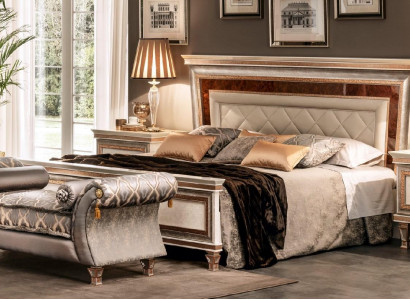 Luxus Schlafzimmer Set 4tlg. Bett + 2x Nachttisch + Chaiselongue Design Liege