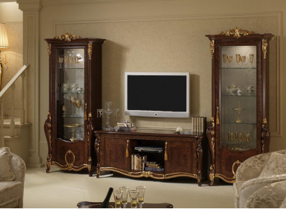 Wohnwand Barock Stil Wohnzimmer Vitrine Sideboard rtv Regal Wohnwände Schrank