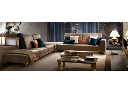 Luxus Möbel Ecksofa L Form Couch Design Polsterung Textil Sofas Holz Garnitur