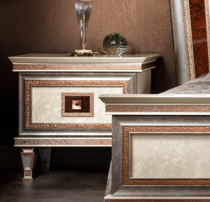 Bett 2x Nachttische 3tlg. Italienische Möbel Schlafzimmer Betten Holz Neu Set