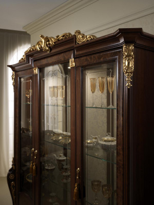 XXL Vitrine Glas Wandschrank Vitrinen Regal Barock Rokoko Stil Jugendstil