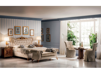 Doppelbett Bett 2x Nachttische Holz Design Betten Antik Stil Barock Rokoko Neu