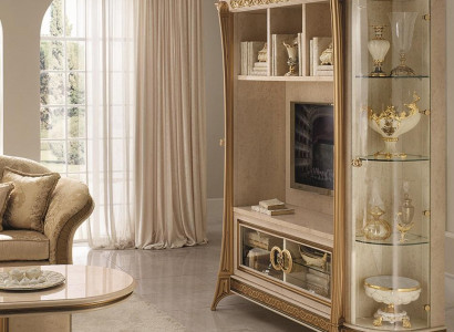 Designer Wohnzimmer TV Anbauwand Medienwand Fernsehwand Fernsehschrank Wohnwand