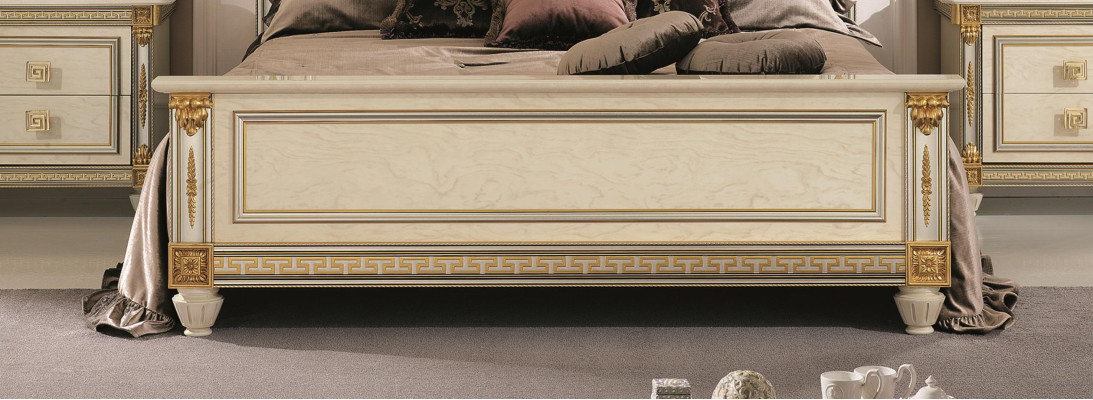 Bett + 2x Nachttisch 3 tlg. Schlafzimmer Set Designer Luxus Schlafzimmer Barock