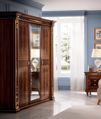 Schlafzimmer Kleiderschrank 3 türiger Holz Wandschrank Schrank arredoclassic neu