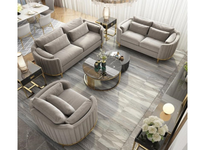 Sofagarnitur Designer 3+2+1 Sitzer Sofa Couch Stoff Garnitur Polster Set