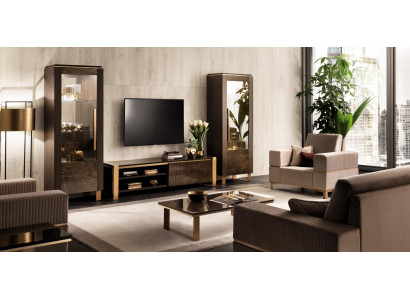 Wohnwand TV Lowboard Elegante Vitrine Wohnzimmer Design Klassisch 3tlg.
