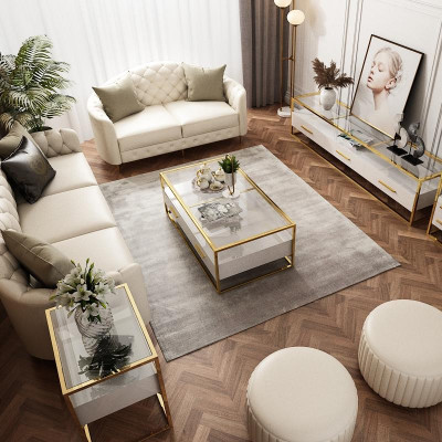 Designer Couch Sitz Polster 3+2 Sitzer Weiß Leder Garnitur Sofa Möbel