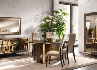 Italienisches Design Esszimmer Set Garnitur Stuhl Tisch Kommode Gruppe