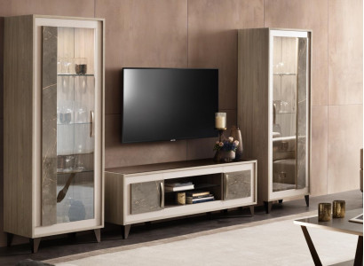 Design Wohnwand Sideboard 2x Schrank rtv Lowboard Anrichte 3 tlg. Set Vitrine