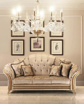 Sofa 2 Sitzer Couch Design Polster Klassische Stoff arredoclassic Zweisitzer