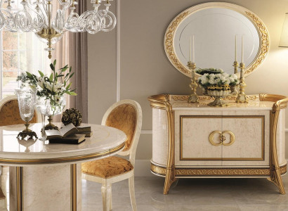 Möbel Stil Barock 2tlg Set Kommode mit Spiegel Luxus Holz Italienische Möbel Neu