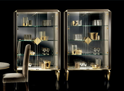 Designer Italienische Schicke Holz Möbel Modern Stil Schrank Vitrine Wohnzimmer